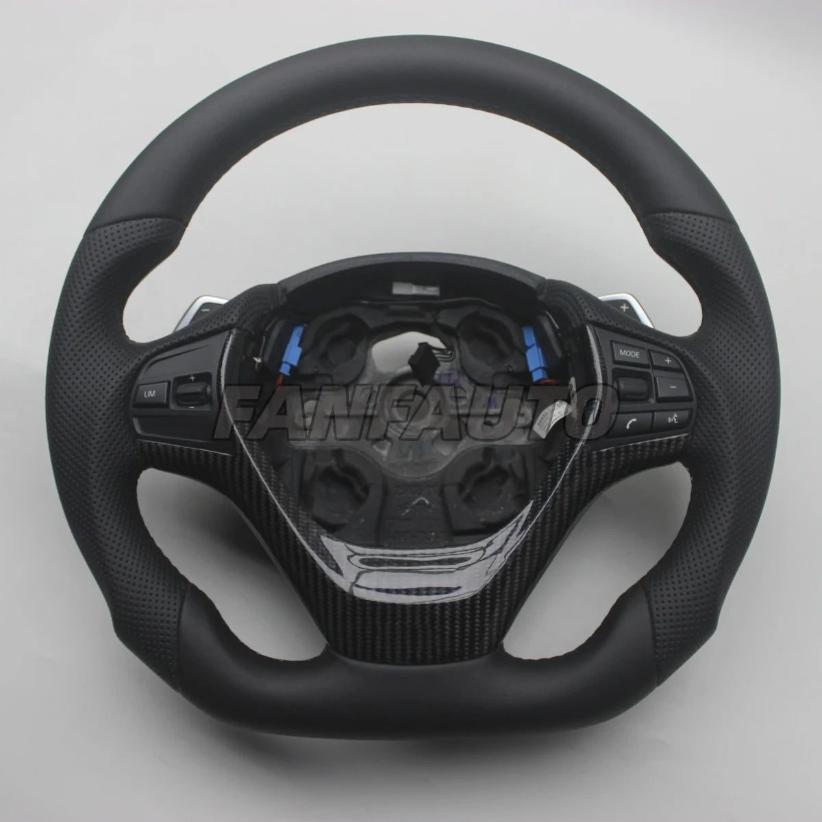 Leather Paddles A Color Real Carbon Fiber Steering Wheel For BMW 1 2 3 4 Series