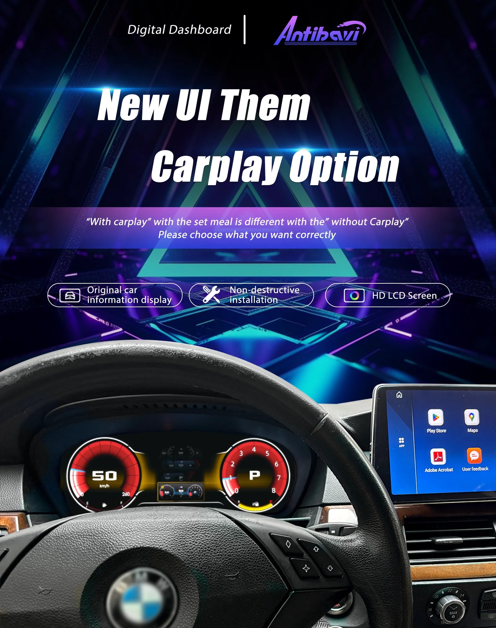 12.3" Digital Instrument Cluster For BMW 5 Series E60