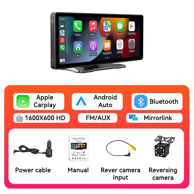 10.26-inch Wireless Carplay Android Auto MP5 Portable Smart Player IPS Touch Screen Bluetooth FM Universal Multimedia Monitor