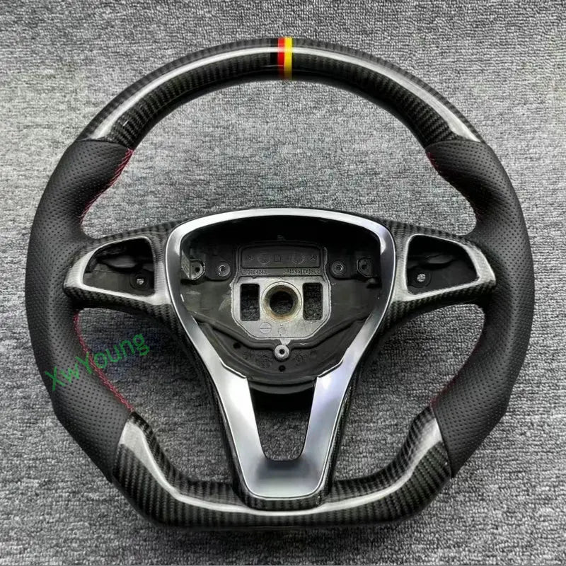 A) Leather Sides Color Custom Carbon Fiber Steering Wheel For Mercedes-Benz