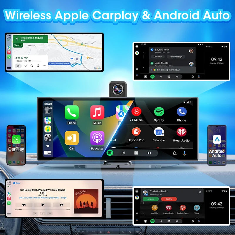 11.26 Inch ADAS DVR 4K Camera Wireless CarPlay Android Auto Bluetooth GPS Navigation Dashboard Video Recorder Dual Lens Dashcam
