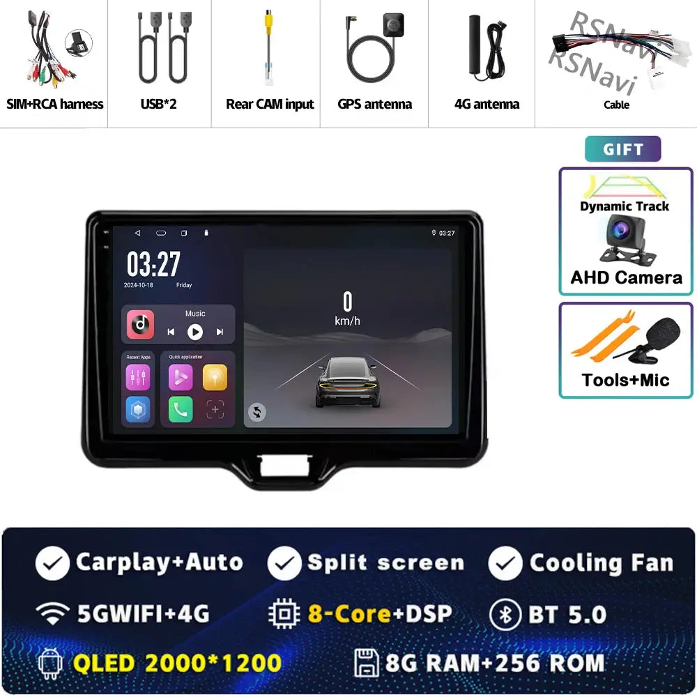 2K 8G-256G CAM Color Android Car Stereo For Toyota Yaris QLED 2K GPS CarPlay
