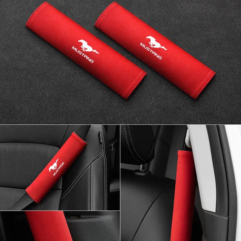 2pcs car seat belt cover shoulder and neck protection pad suede material for Ford Mustang Explorer F150 F250 F350 EcoSport S-MAX