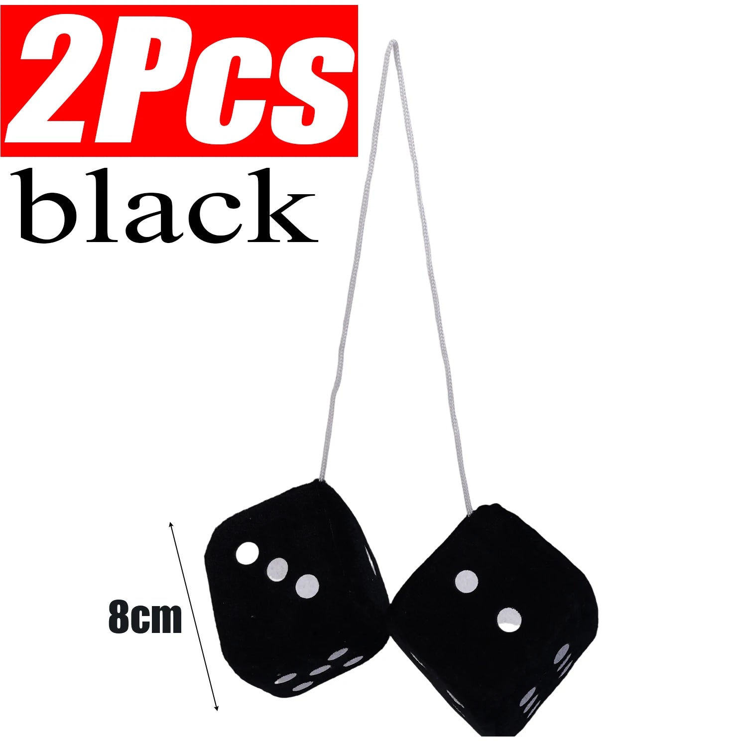 2/4pcs Soft Velvet Dice Hairy Dice Hanging Black and Blue Color Car Rearview Mirror Interior Decoration Accessories Cute Fashion