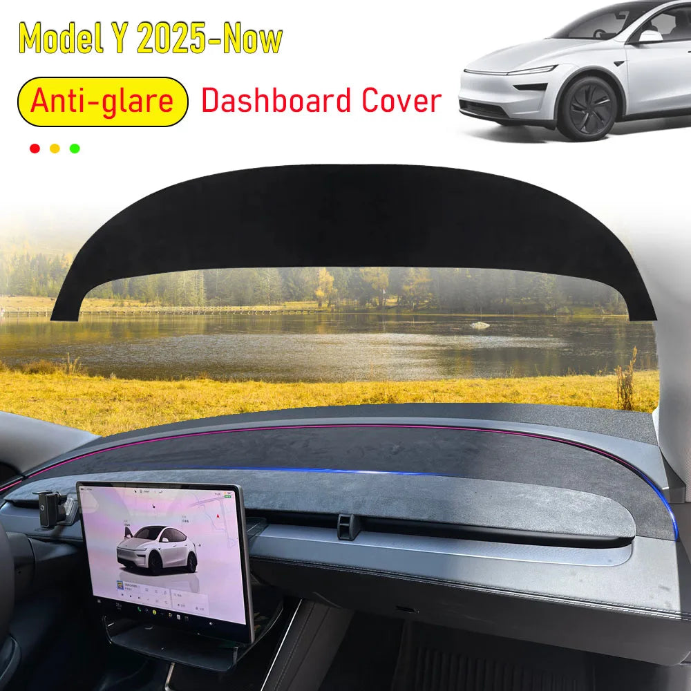 Anti-Glare Dashboard Cover for Tesla Model Y Juniper 2026 2025 Center Console Sunshade Protect Pad Non-slip Dash Mat Accessories