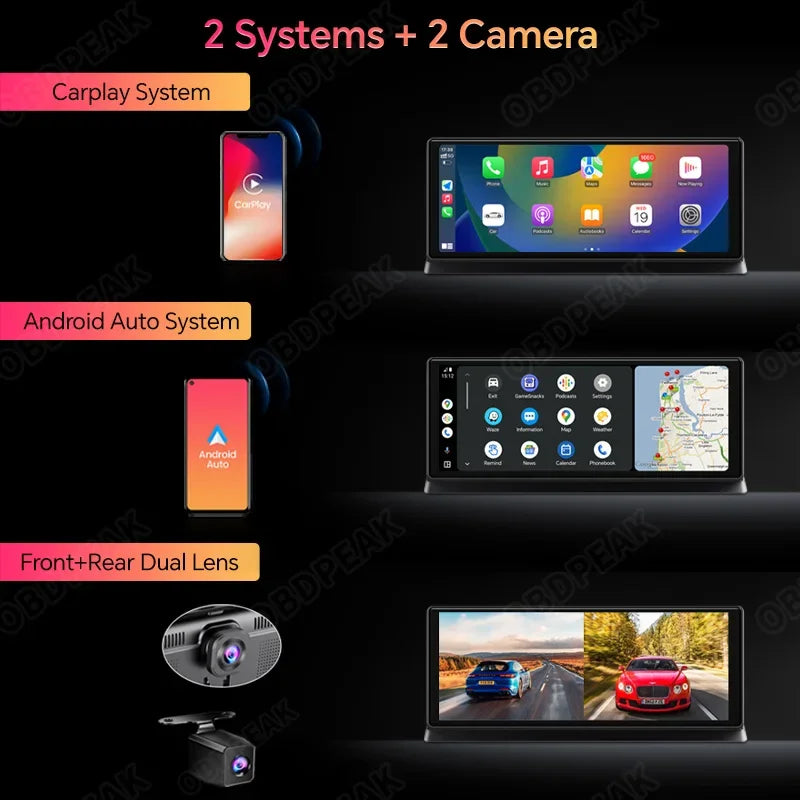 11.3 Inch K2 Pro Dash Cam 4K Carplay&Android Auto GPS Navigation Car DVR Audio Dashboard Dual Lens Rearview Camera Video Record