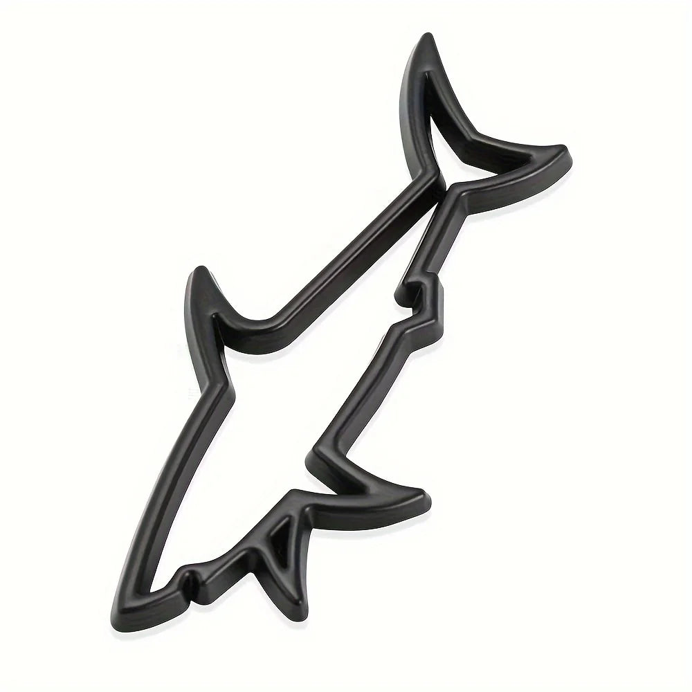 3D Metal Car Shape Sticker Hollow Shark Badge Decal for Car Trunk Motorcycle Decoration Accessories