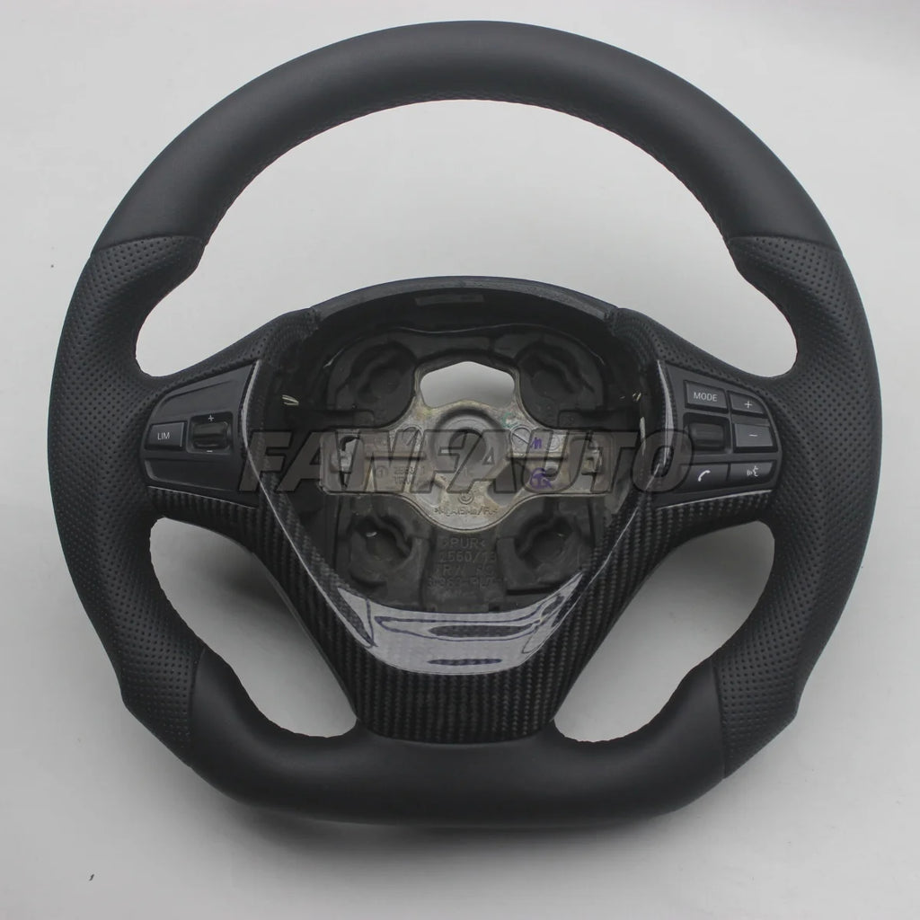Leather Buttons A Color Real Carbon Fiber Steering Wheel For BMW 1 2 3 4 Series