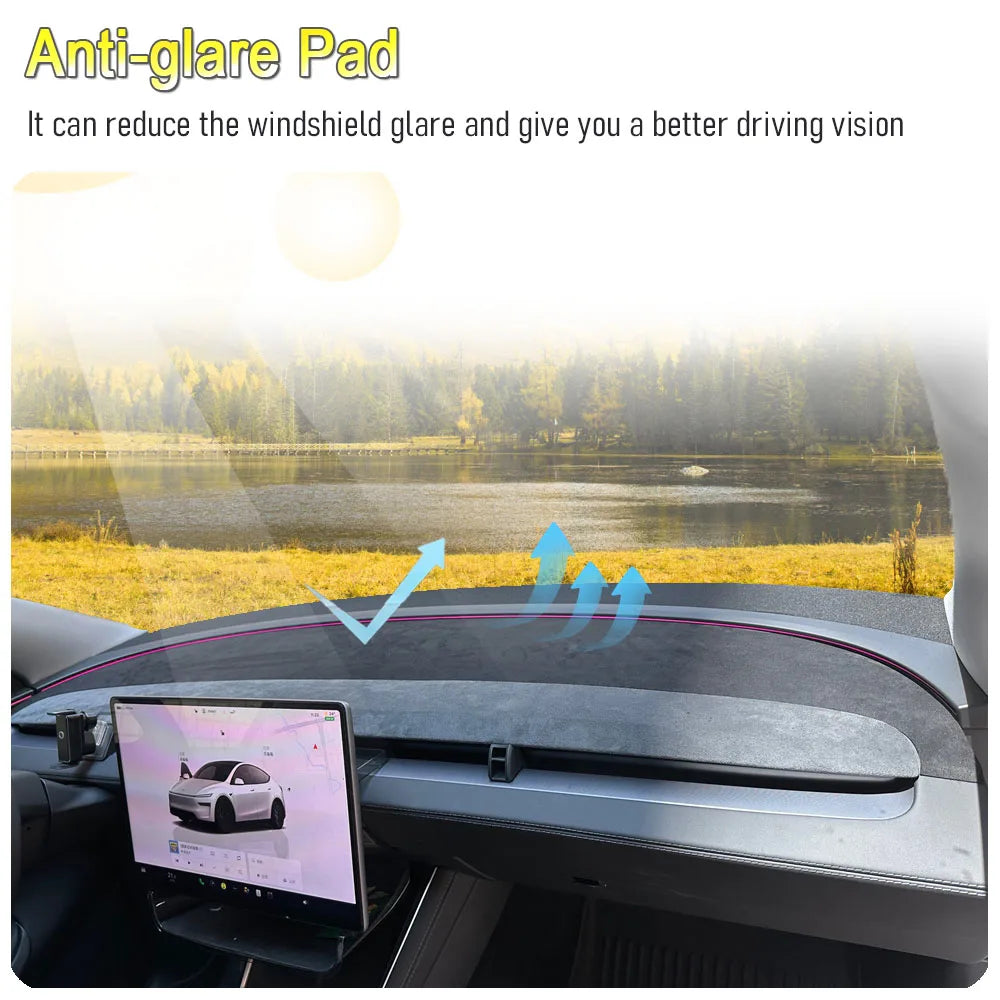 Anti-Glare Dashboard Cover for Tesla Model Y Juniper 2026 2025 Center Console Sunshade Protect Pad Non-slip Dash Mat Accessories