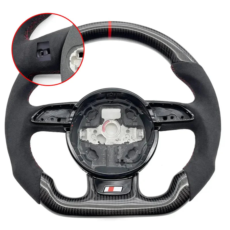 13-SLINE LOGO Color Custom Flat-Bottom Steering Wheel For Audi – Perforated Grip