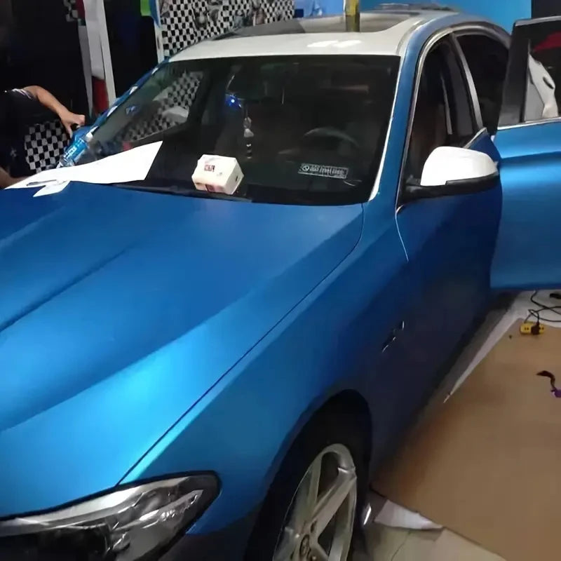 Premium Matte Metallic Blue Vinyl Wrap Roll Automotive Adhesive Decal Sticker Car Wrapping Foil with Air Release