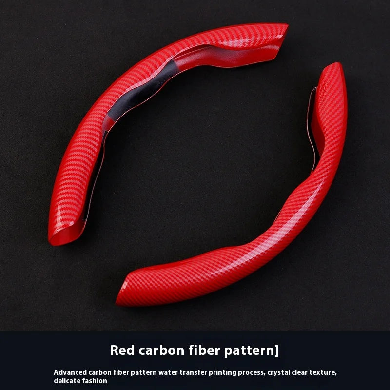 red. No logo Color Name Carbon Fiber Textured Car Steering Wheel Cover Nonslip