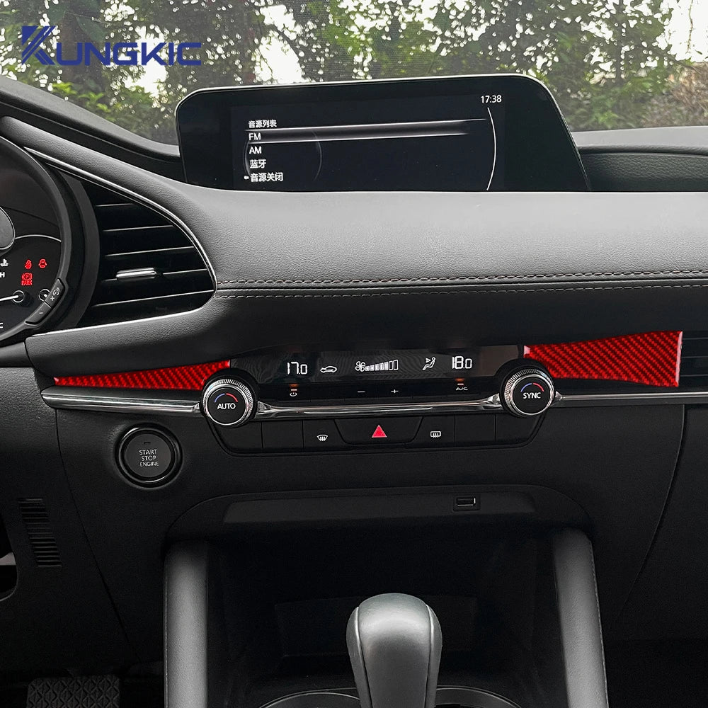 Real Soft Carbon Fiber For Mazda 3 BP 2019 2020 2021 2022 2023 2024 2025 Mazda3 Axela LHD RHD Car Center Console Sticker