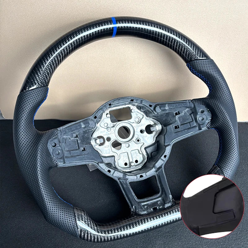 2-without hole Color Carbon Fiber Steering Wheel For VW Golf 7 / Polo / Tiguan