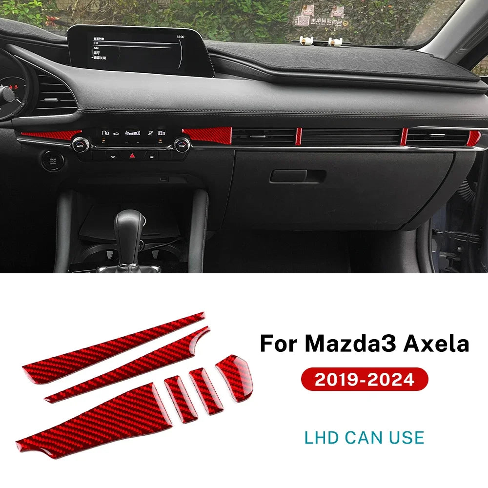 Real Soft Carbon Fiber For Mazda 3 BP 2019 2020 2021 2022 2023 2024 2025 Mazda3 Axela LHD RHD Car Center Console Sticker
