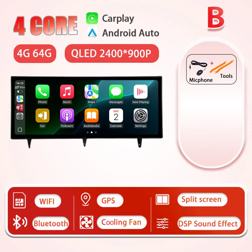 B 4G 64G Color 12.3" Android Car Stereo For Honda Civic 2022 QLED GPS