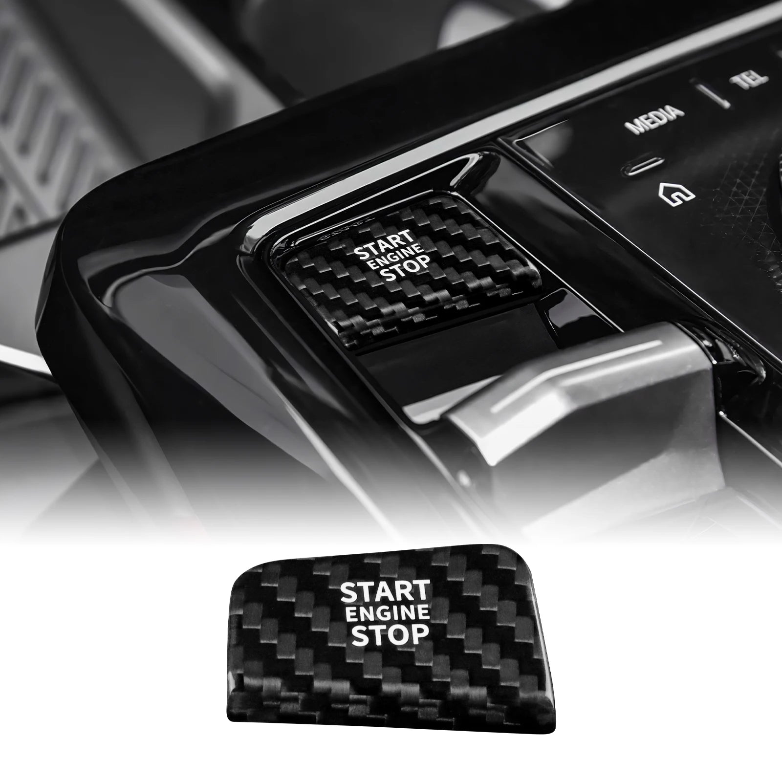 LHD Car Engine Start Stop Button Ignition Switch Cover for BMW 5 7 Series G60 G70 2024 2025 Real Hard Carbon Fiber Sticker 1pcs