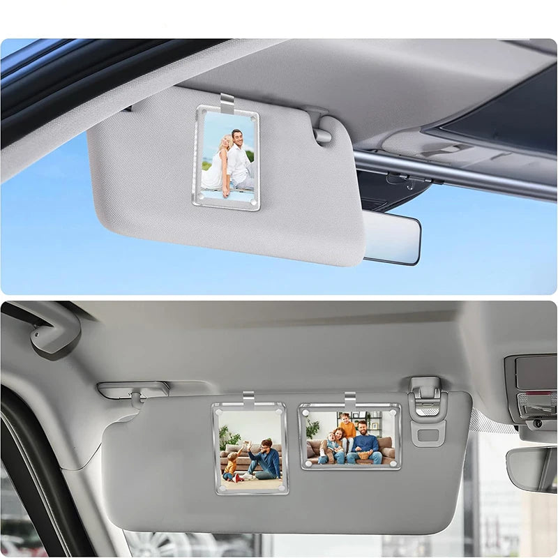 1/2/3Pcs Picture Photo Frame Car Visor Photo Clip Auto Interior Decor For Car Driving Keepsake Sun Visor Organizer Couples Gift