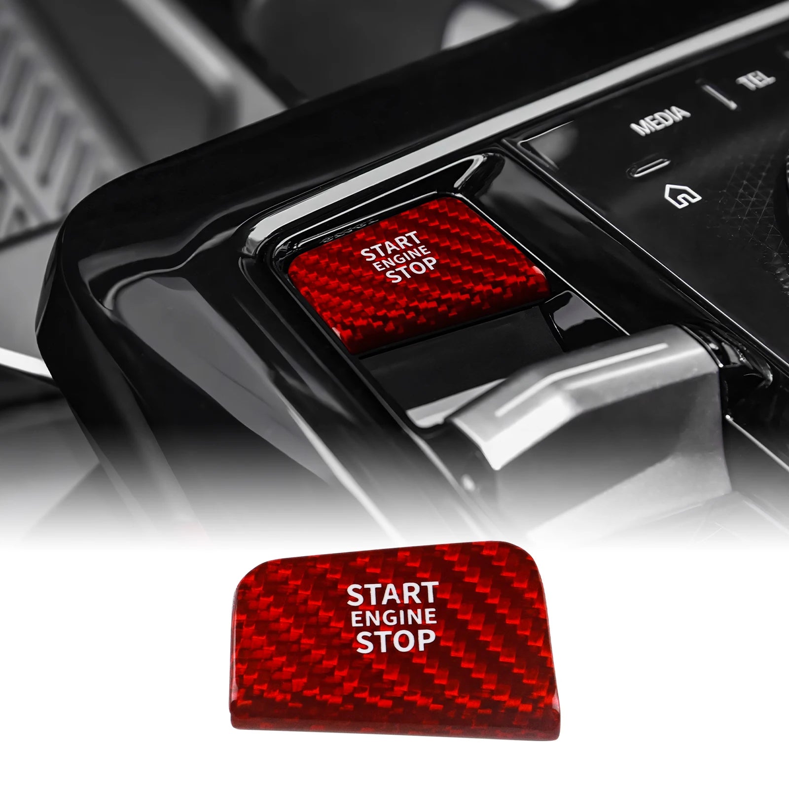 LHD Car Engine Start Stop Button Ignition Switch Cover for BMW 5 7 Series G60 G70 2024 2025 Real Hard Carbon Fiber Sticker 1pcs