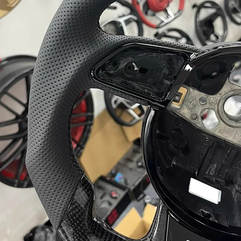 Custom Flat-Bottom Steering Wheel For Audi – Perforated Grip