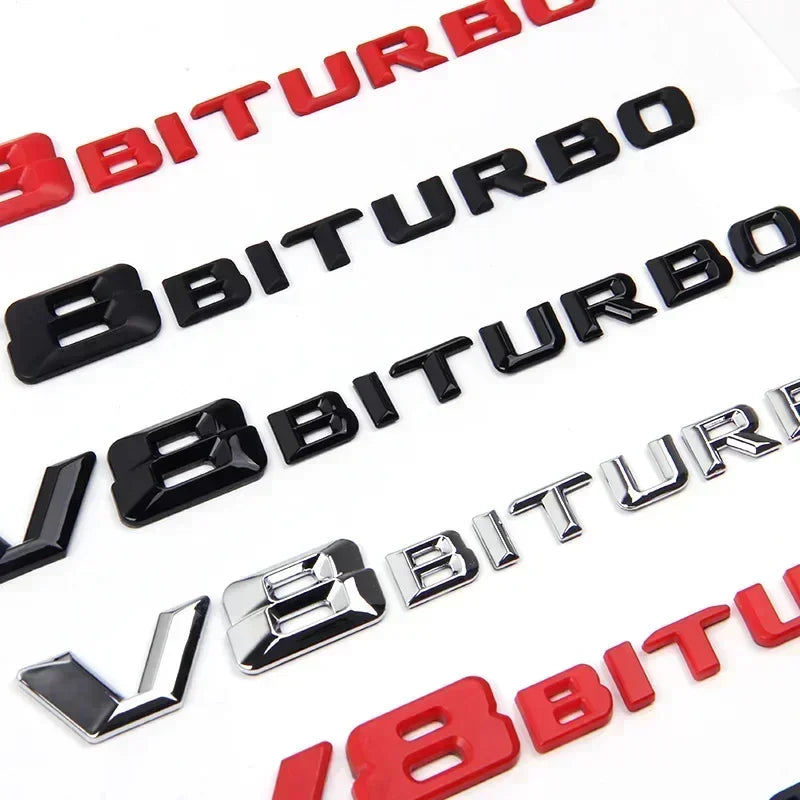 3D ABS Black Logo V8 BITURBO Emblem Car Fender Badge For Mercedes Benz C63 G63 E63 S63 W222 W223 W213 W212 W205 W204 Accessories