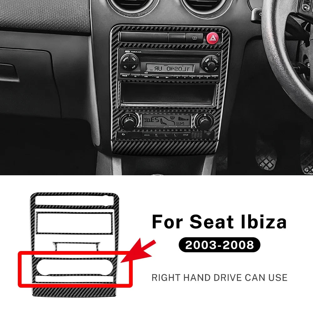 Real Soft Carbon Fiber For Seat Ibiza 6l 2003 2004 2005 2006 2007 2008 LHD RHD Car Central Control AC Panel Sticker Accessories