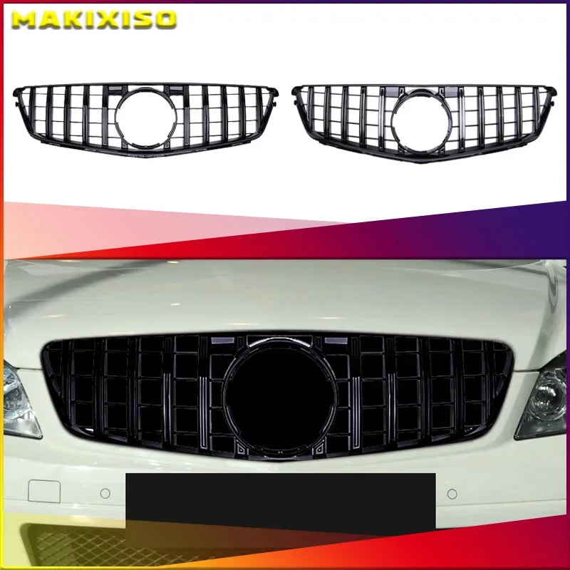 1 Piece Racing Grills Front Bumper Grille Hood Grill For Mercedes Benz C W204 07-14 Silver Style Bumper Grille Car Parts