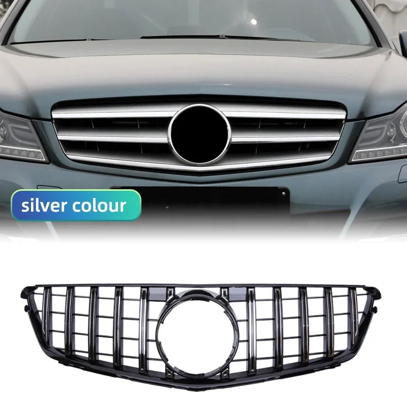 1 Piece Racing Grills Front Bumper Grille Hood Grill For Mercedes Benz C W204 07-14 Silver Style Bumper Grille Car Parts