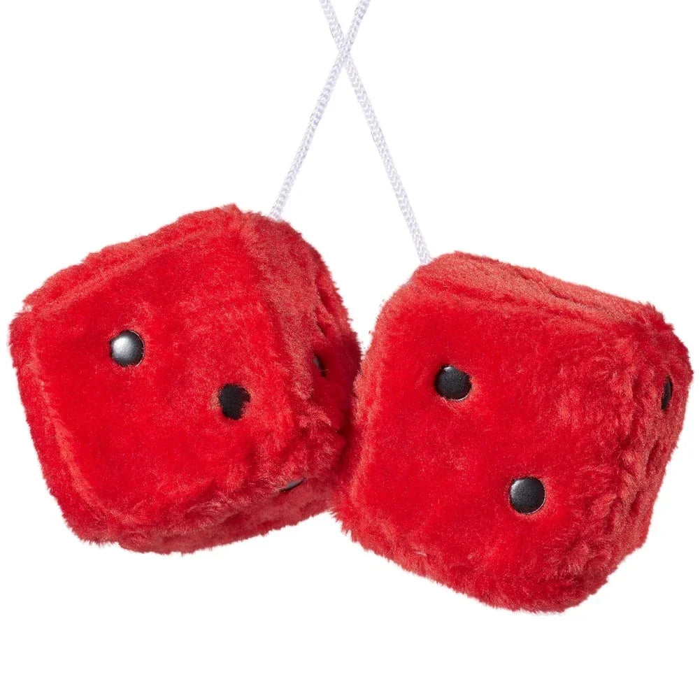 1 Fuzzy Plush Dice with Dots Retro Square Plush Hanging Mirror Fuzzy Dices Kid Toys for Pink Car Interior Ornament Decoration