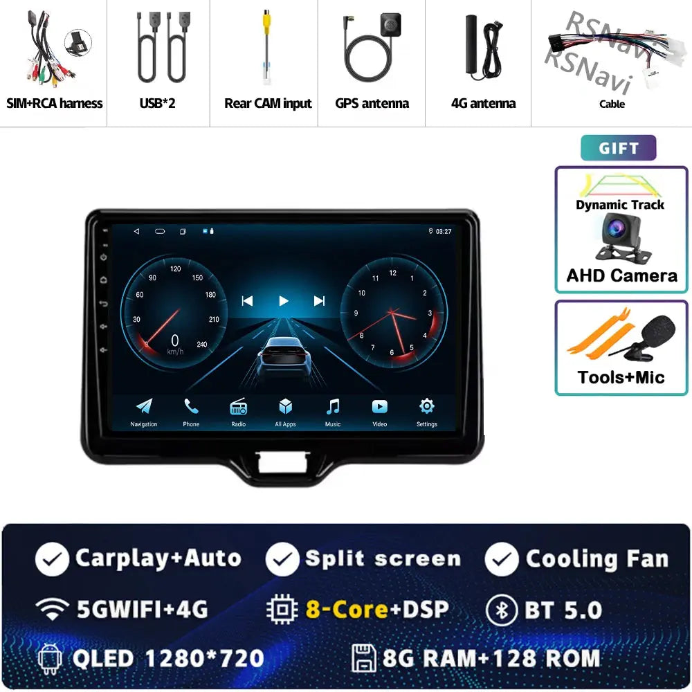 8G-128G CAM Color Android Car Stereo For Toyota Yaris QLED 2K GPS CarPlay