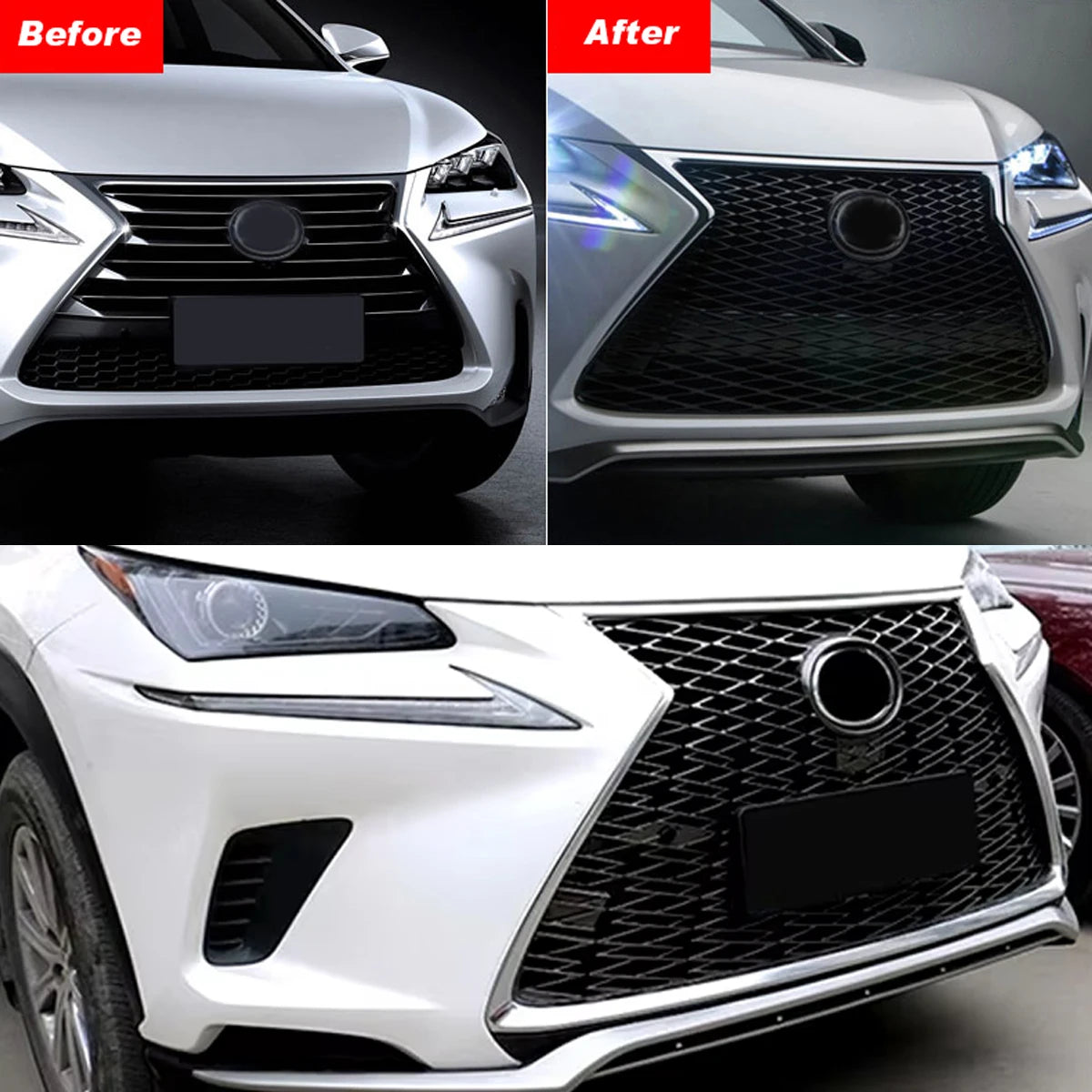 For Lexus NX200T NX300H 2015 2016 2017 F Sport Front Bumper Upper Centre Racing Grille Chrome & Black