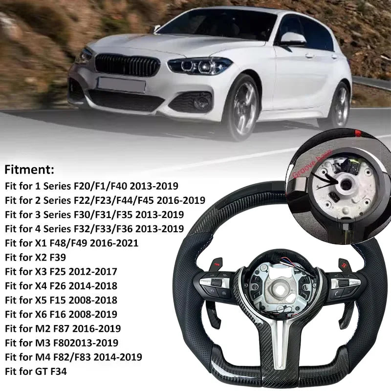 2-M logo Color Carbon Fiber LED Performance Steering Wheel For BMW