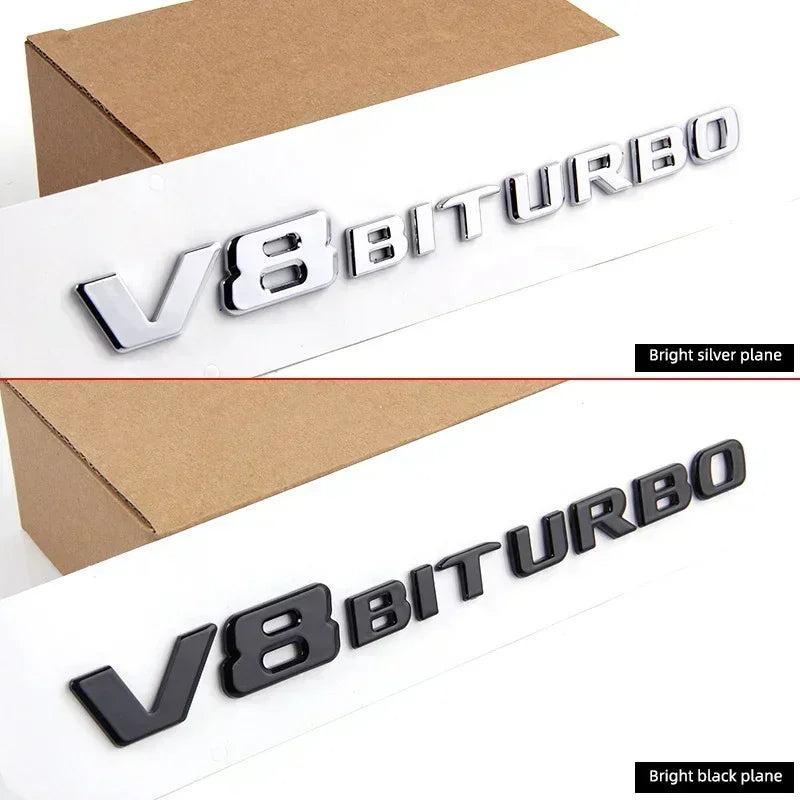 3D ABS Black Logo V8 BITURBO Emblem Car Fender Badge For Mercedes Benz C63 G63 E63 S63 W222 W223 W213 W212 W205 W204 Accessories