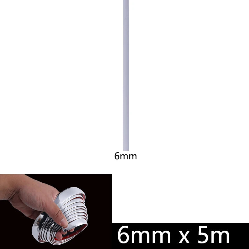 3M/5M Car Chrome Silver Trim Strip PVC Universal Scratch-Proof Protector Auto Door Window Bumper Body Decor Styling Moulding