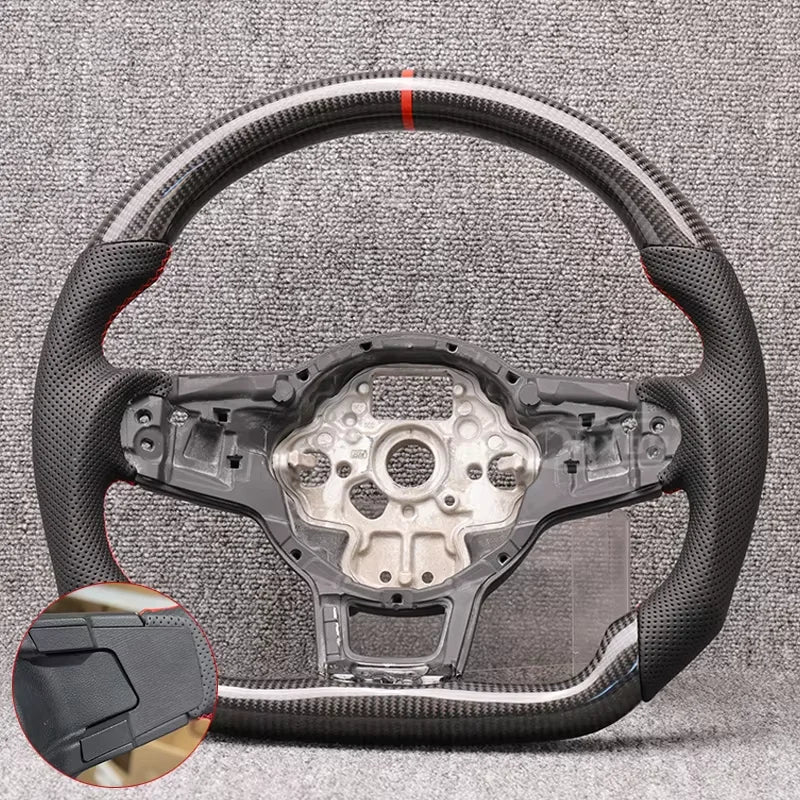 6-without hole Color Carbon Fiber Steering Wheel For VW Golf 7 / Polo / Tiguan