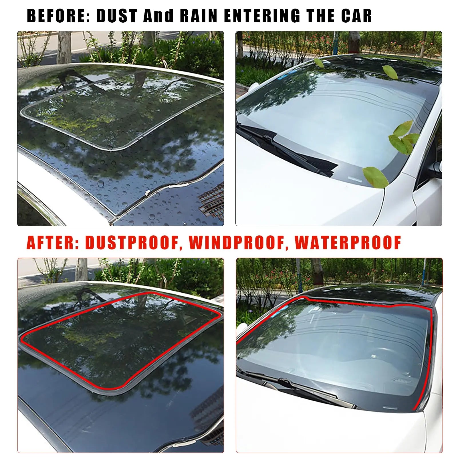 Windshield Sealing Strip Front and Rear Windows Roof Waterproof and Dustproof Rubber Strip Noise Sealing Strip for Car Sunroofs