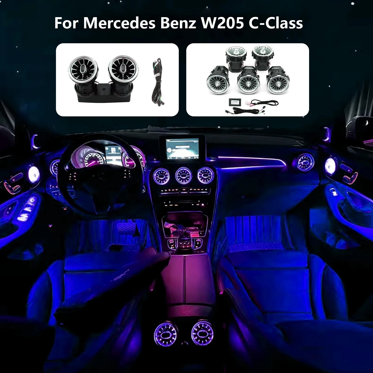 LED Ambient Turbine Air Vents for Mercedes-Benz C GLC