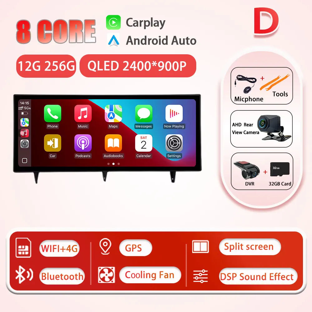 D 12G 256G CAM DVR Color 12.3" Android Car Stereo For Honda Civic 2022 QLED GPS