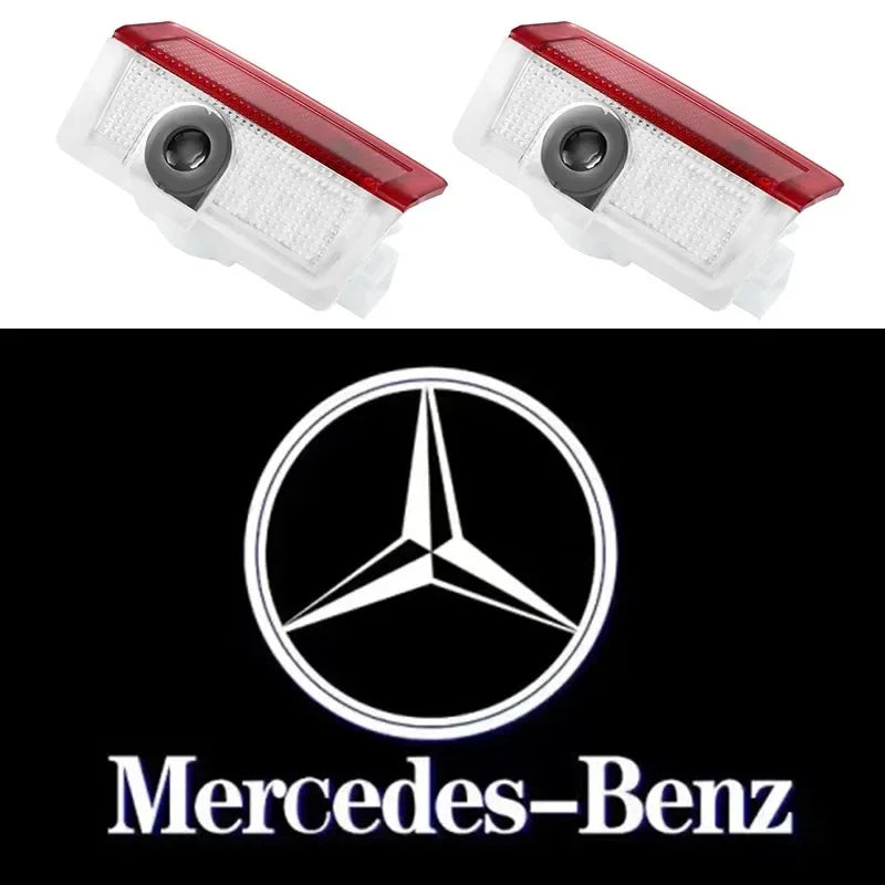 For Mercedes Benz A C E GLC GLA GLE GLB Class W177 W205 W212 W213 X253 X156 W166 X247 2pcs Car door welcome light logo Emblem