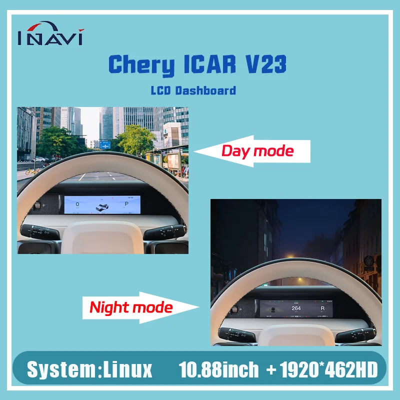 10.88"For Chery ICAR V23 instrument cluster LCD, instrument panel assembly modified 3D dynamic car model safety function display