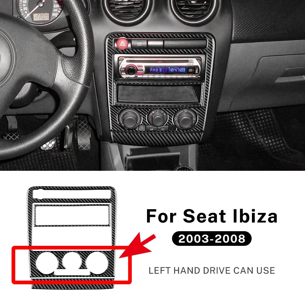 Real Soft Carbon Fiber For Seat Ibiza 6l 2003 2004 2005 2006 2007 2008 LHD RHD Car Central Control AC Panel Sticker Accessories