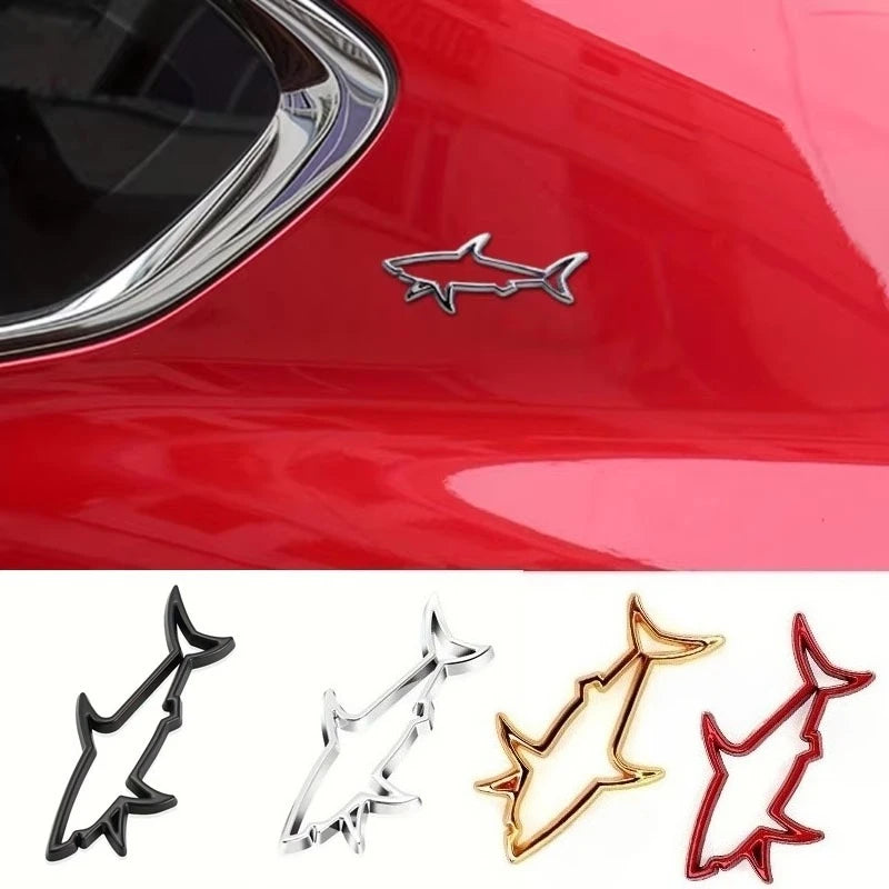 3D Metal Car Shape Sticker Hollow Shark Badge Decal for Car Trunk Motorcycle Decoration Accessories