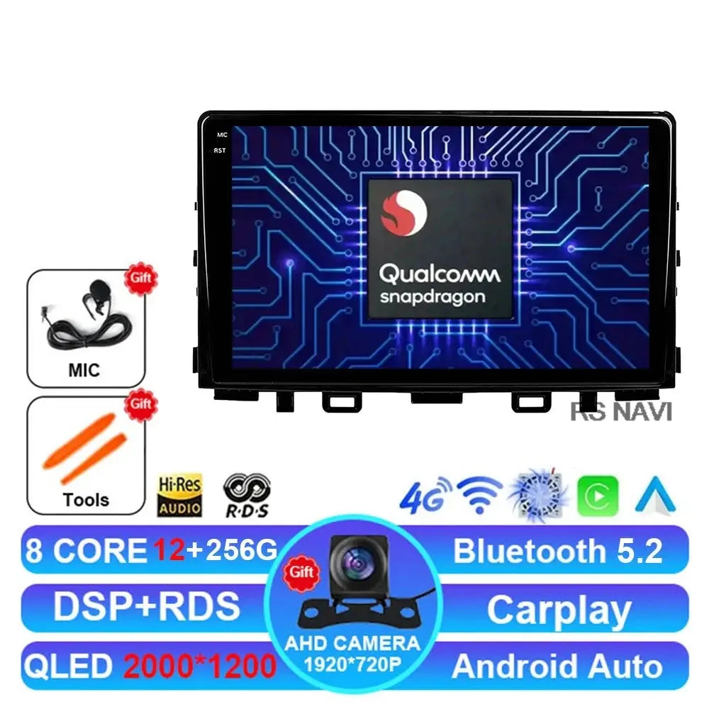 2K 12G-256G CAM Color Android Car Stereo For Kia Rio Stonic – QLED Touchscreen