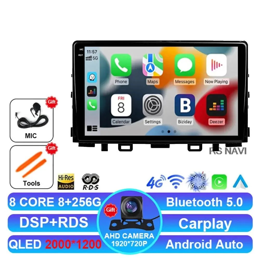 2K 8G-256G 1080P CAM Color Android Car Stereo For Kia Rio Stonic – QLED Touchscreen